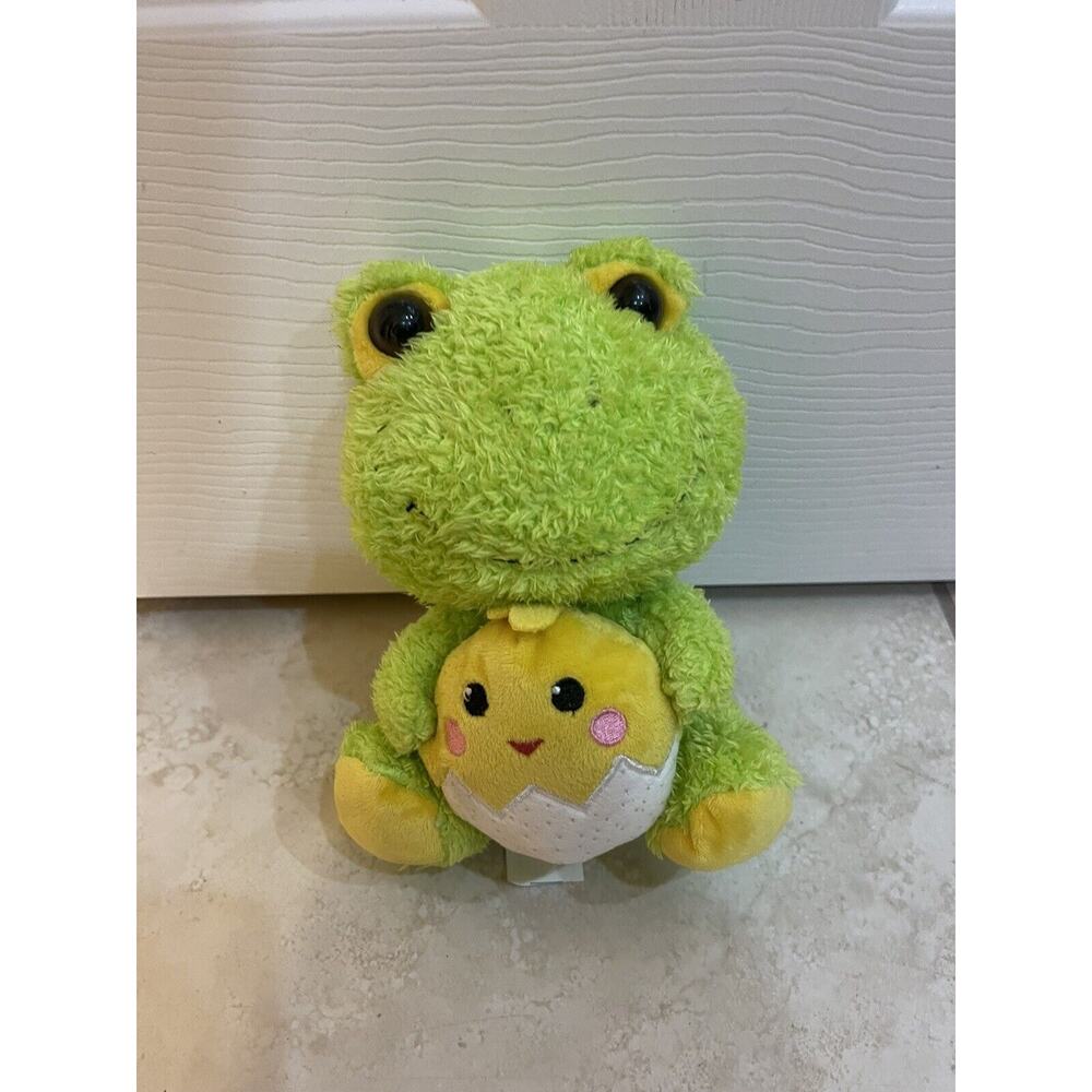 Hug Fun Frog Holding Baby Chick 7” Hugfun Plush Stuffed Animal Green Easter